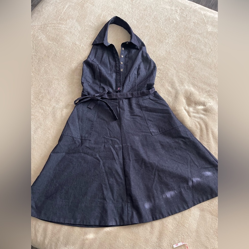 Elegant Blue Halter Dress
